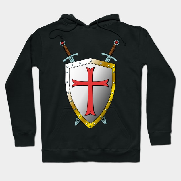 Templar Shield and Swords - Knights Templar Hoodie by Modern Medieval Design